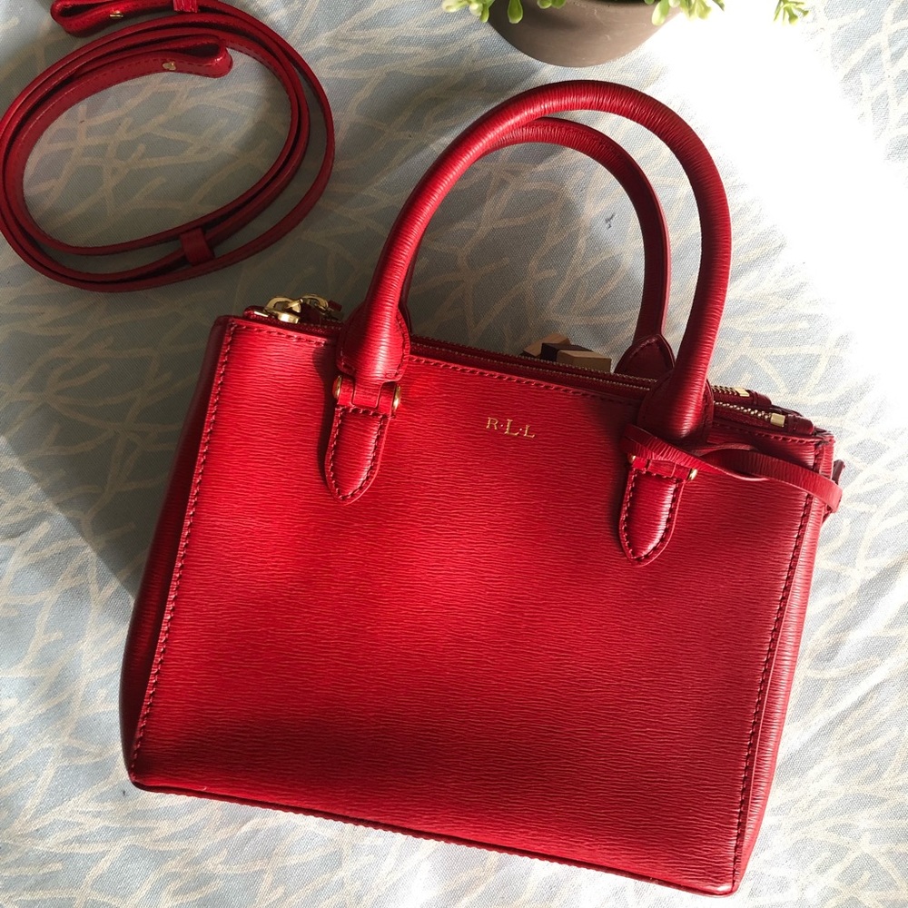 Ralph Lauren saffiano leather crossbody bag red